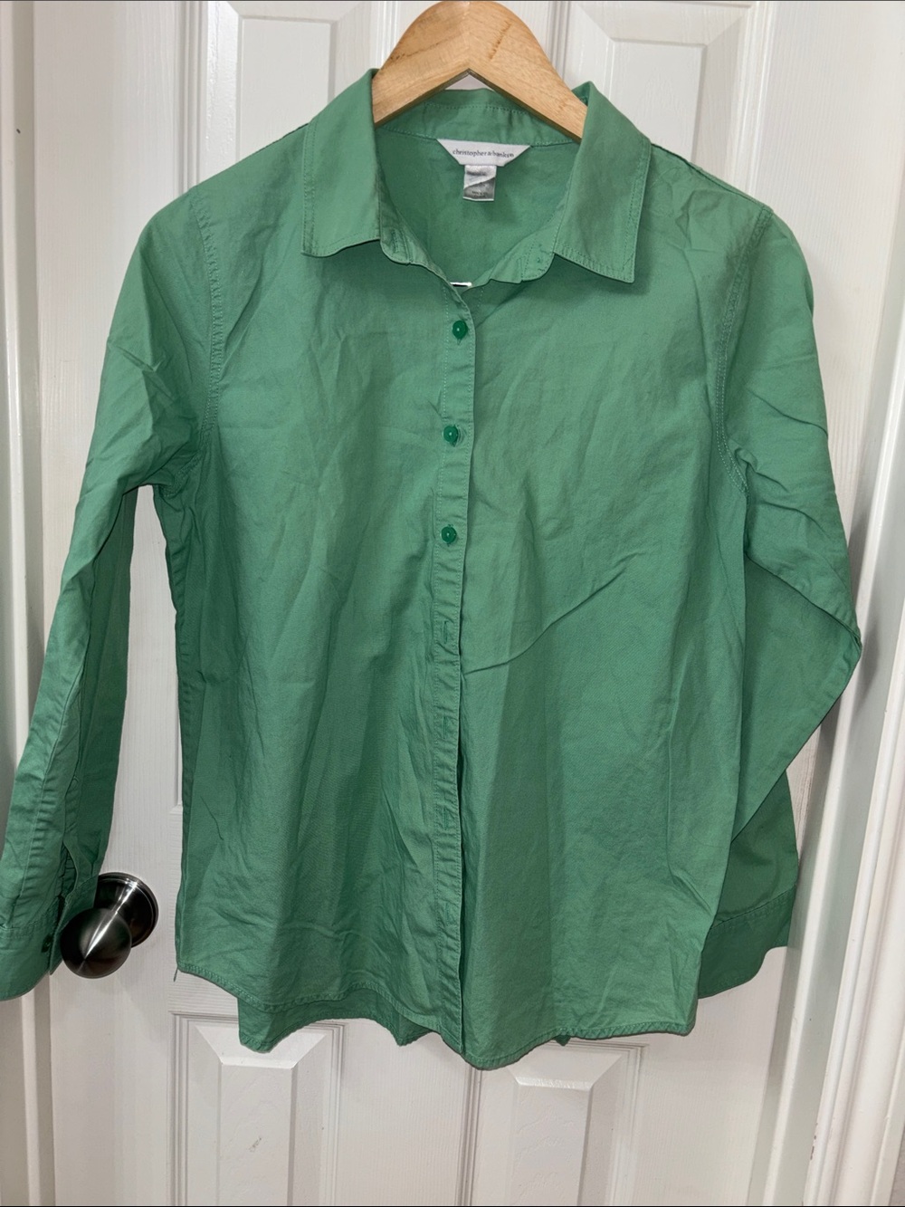 Christopher & Banks Green Button-Up Dress Shirt